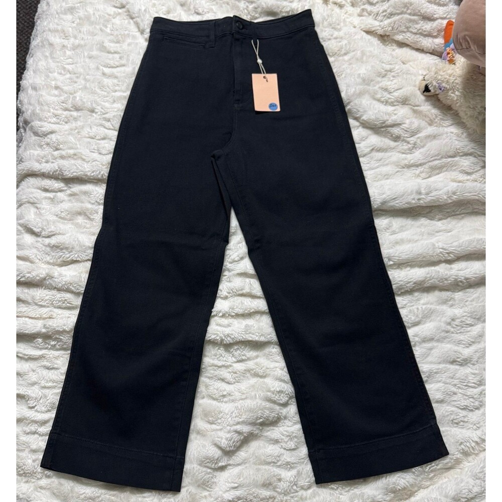 Organic Stretch Cotton Twill Wide-Leg Crop Pant - Picture 4 of 7